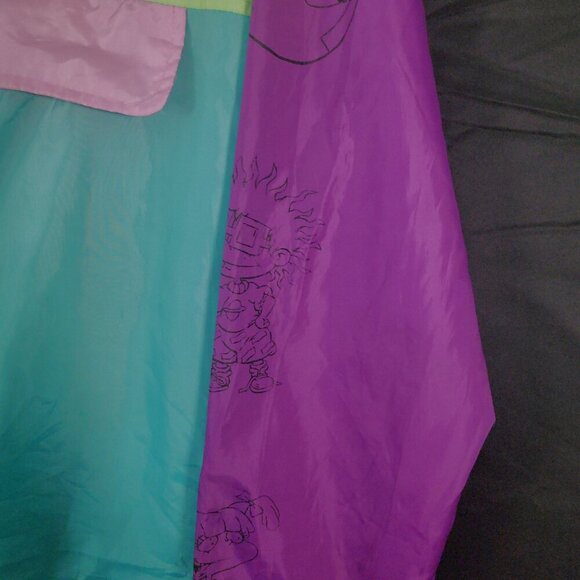 Nickelodeon Rugrats Reptar Unisex Windbreaker Size M Multicolor 1/4 Zip Hooded - Picture 4 of 10